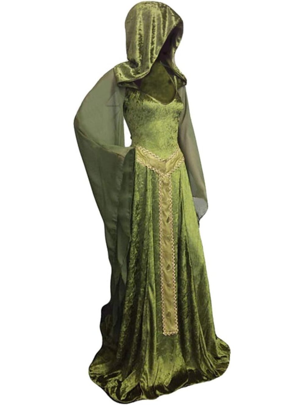 Medieval Hooded Lace-Up Dress for Women | Gothic Renaissance Gown, Size Options